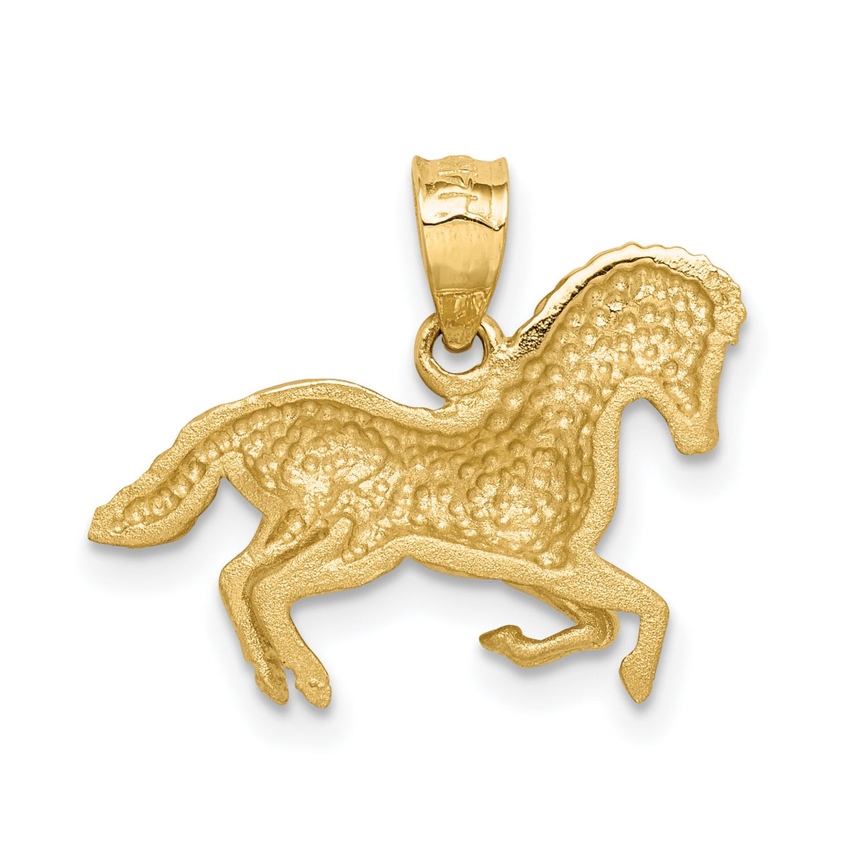 14k Yellow Gold Horse Pendant with Diamond Cut Finish, Western Equestrian Style