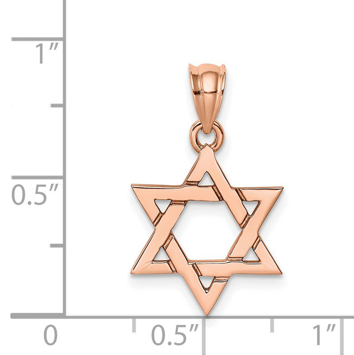 14k Rose Gold Star of David Pendant with Openwork Design, Jewish Symbol Charm