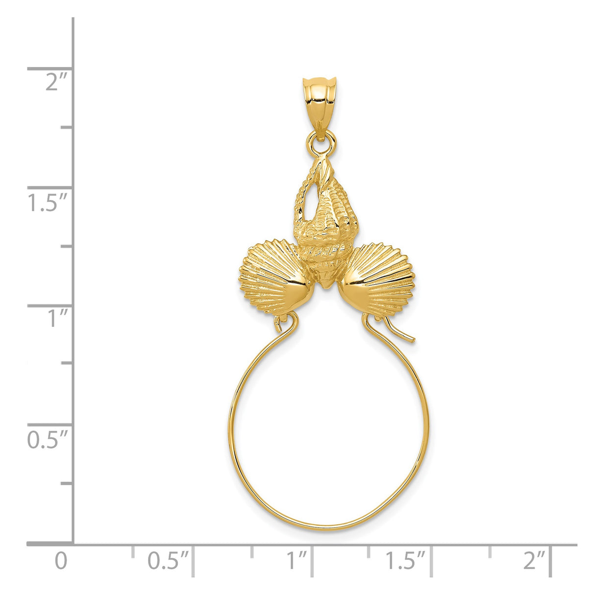 14k Yellow Gold Conch Shell Pendant with Scallop Shell Charms, Nautical Coastal Theme