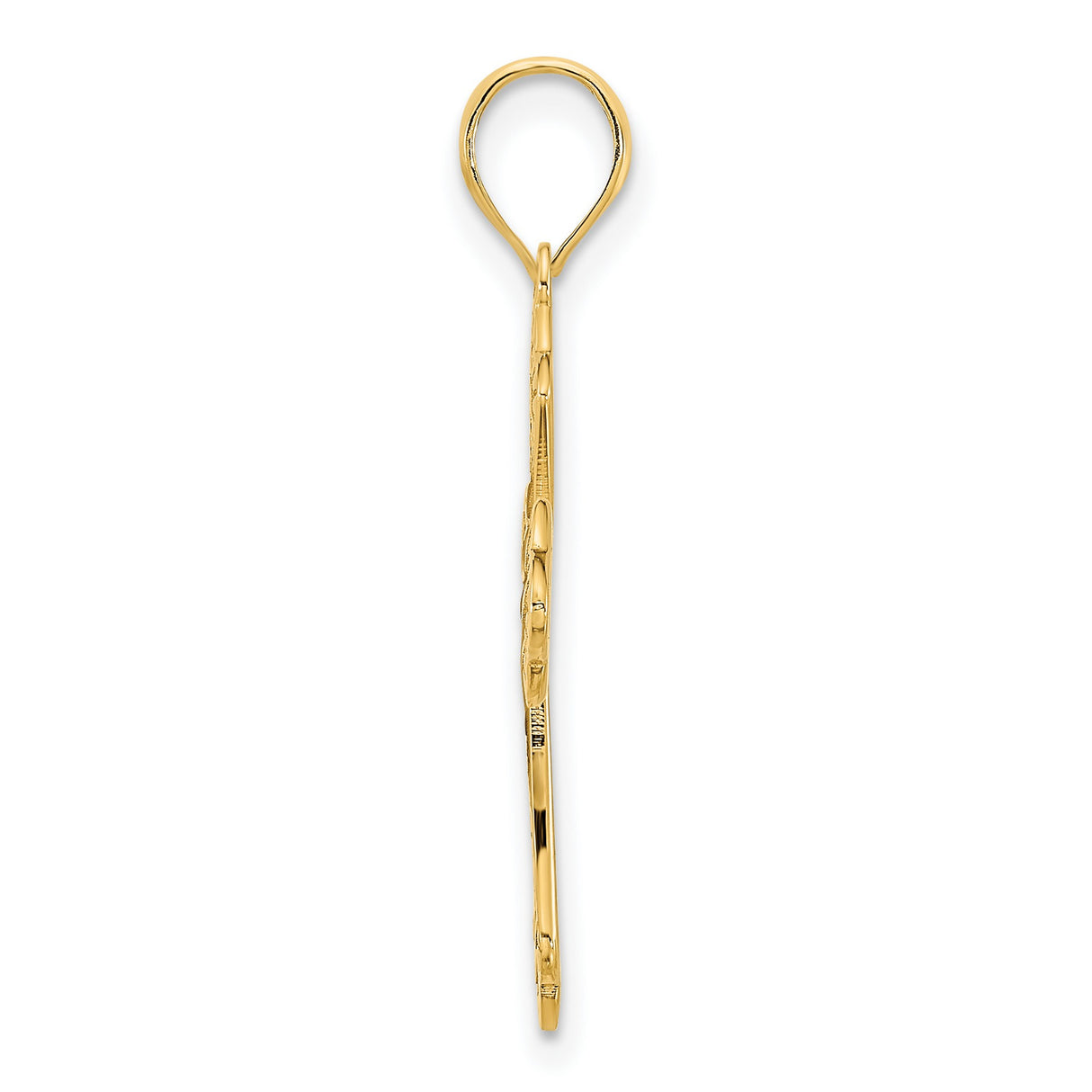 14k Yellow Gold Cross Pendant with Floral Design and Leaf Motif for Men and Women