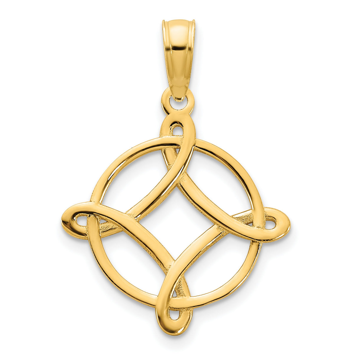 14k Yellow Gold Pendant with Openwork Celtic Knot Design, Symbolizing Eternity and Unity