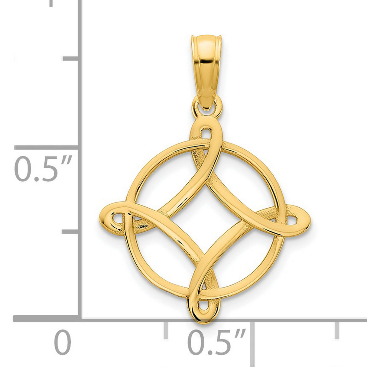 14k Yellow Gold Pendant with Openwork Celtic Knot Design, Symbolizing Eternity and Unity