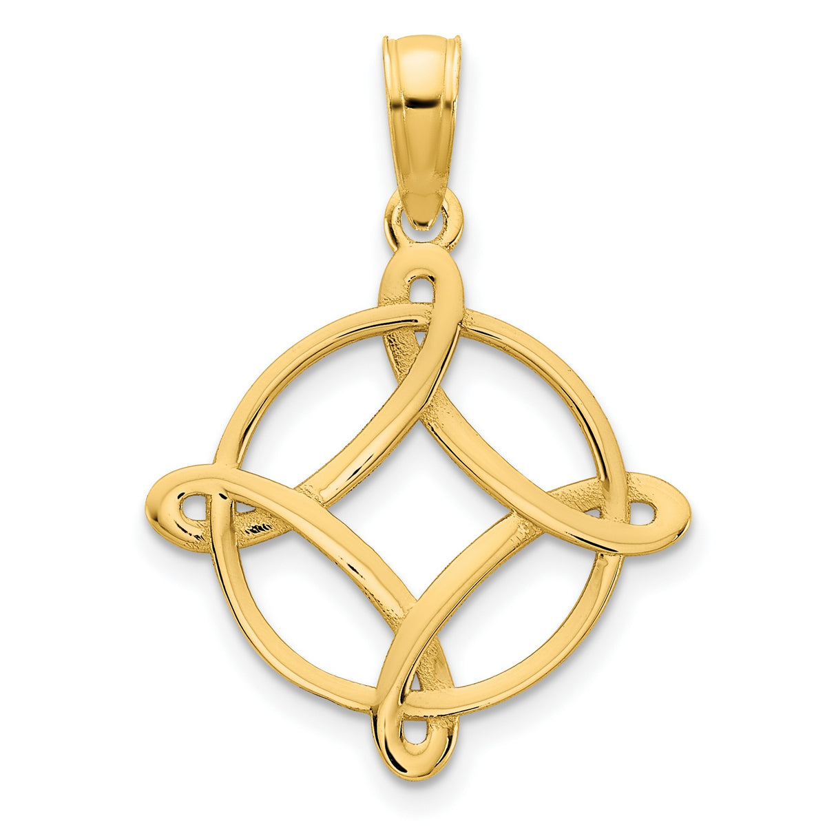 14k Yellow Gold Pendant with Openwork Celtic Knot Design, Symbolizing Eternity and Unity