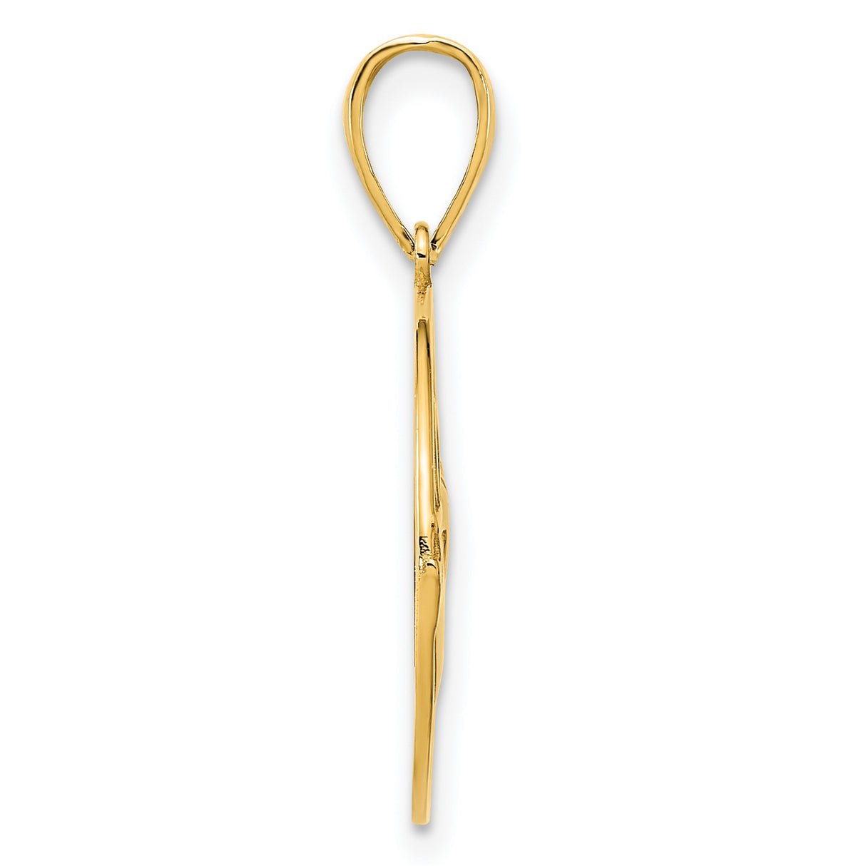 14k Yellow Gold Claddagh Pendant with Heart, Hands, and Crown Symbol for Women