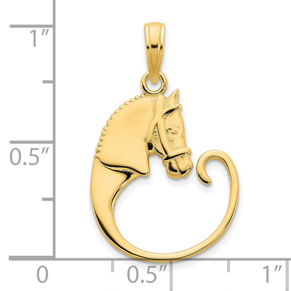 14k Yellow Gold Horse Head Pendant, Stylized Equestrian Charm for Women