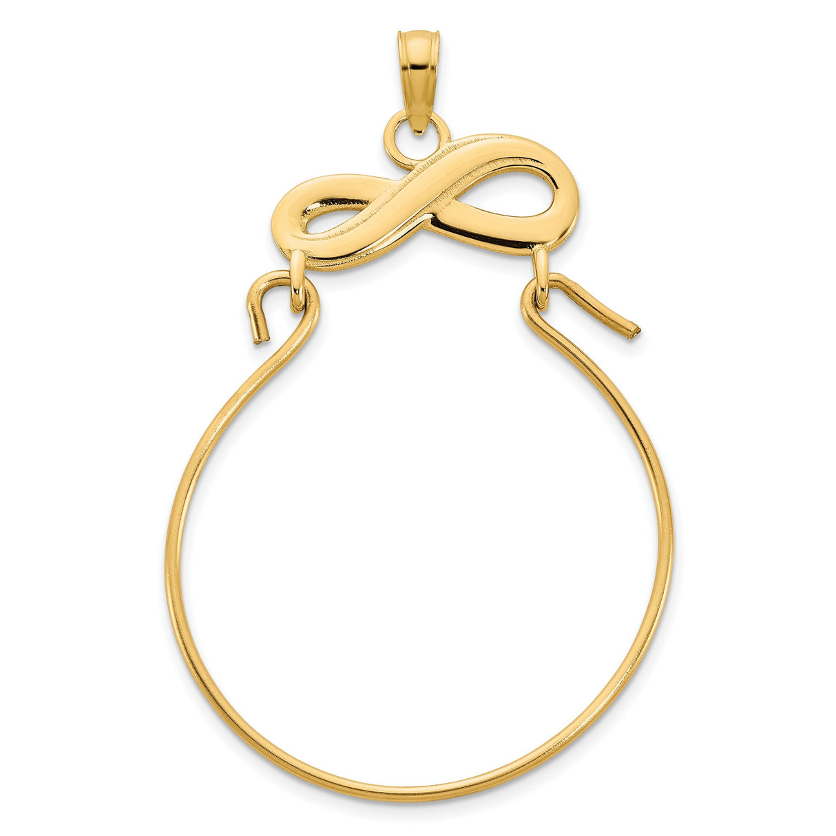 14k Yellow Gold Pendant with Open Infinity Symbol and Wire Loop Design