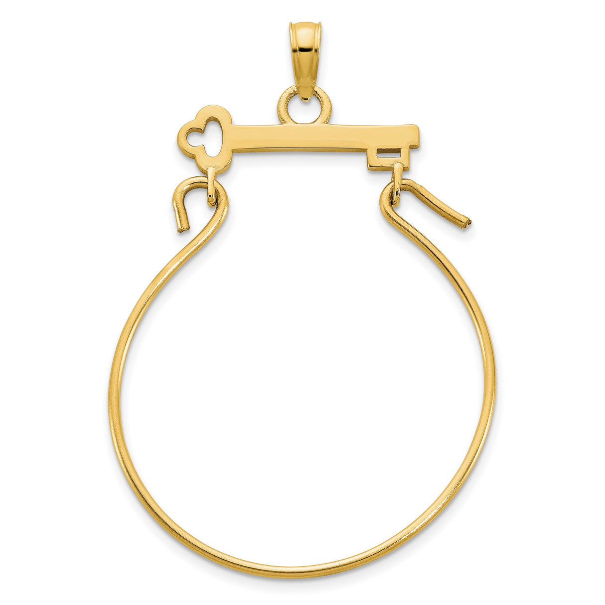 14k Yellow Gold Key and Handcuff Pendant, Polished Empowerment Charm for Women