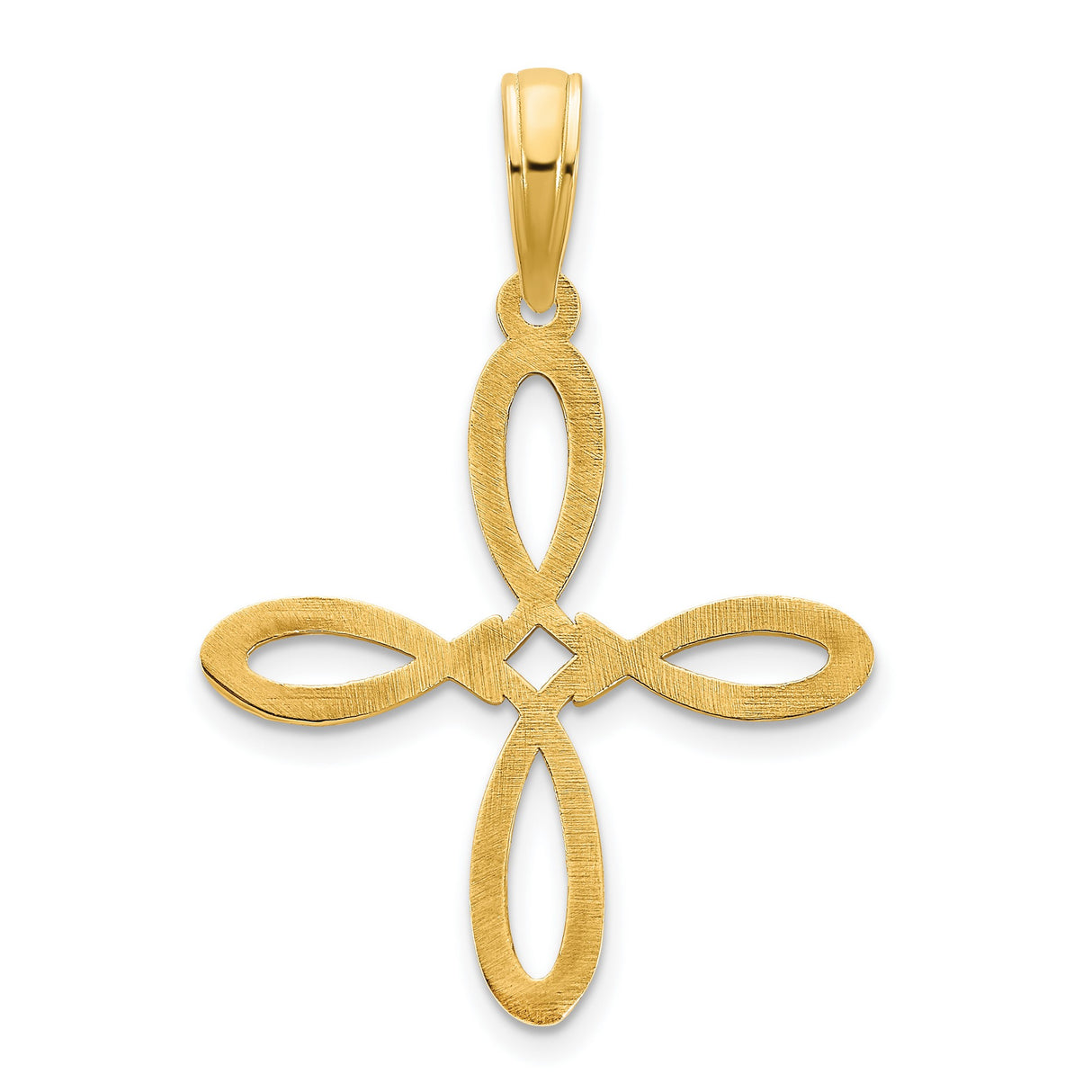 14k Yellow Gold Cross Pendant with Infinity Loop and Teardrop Design for Men and Women