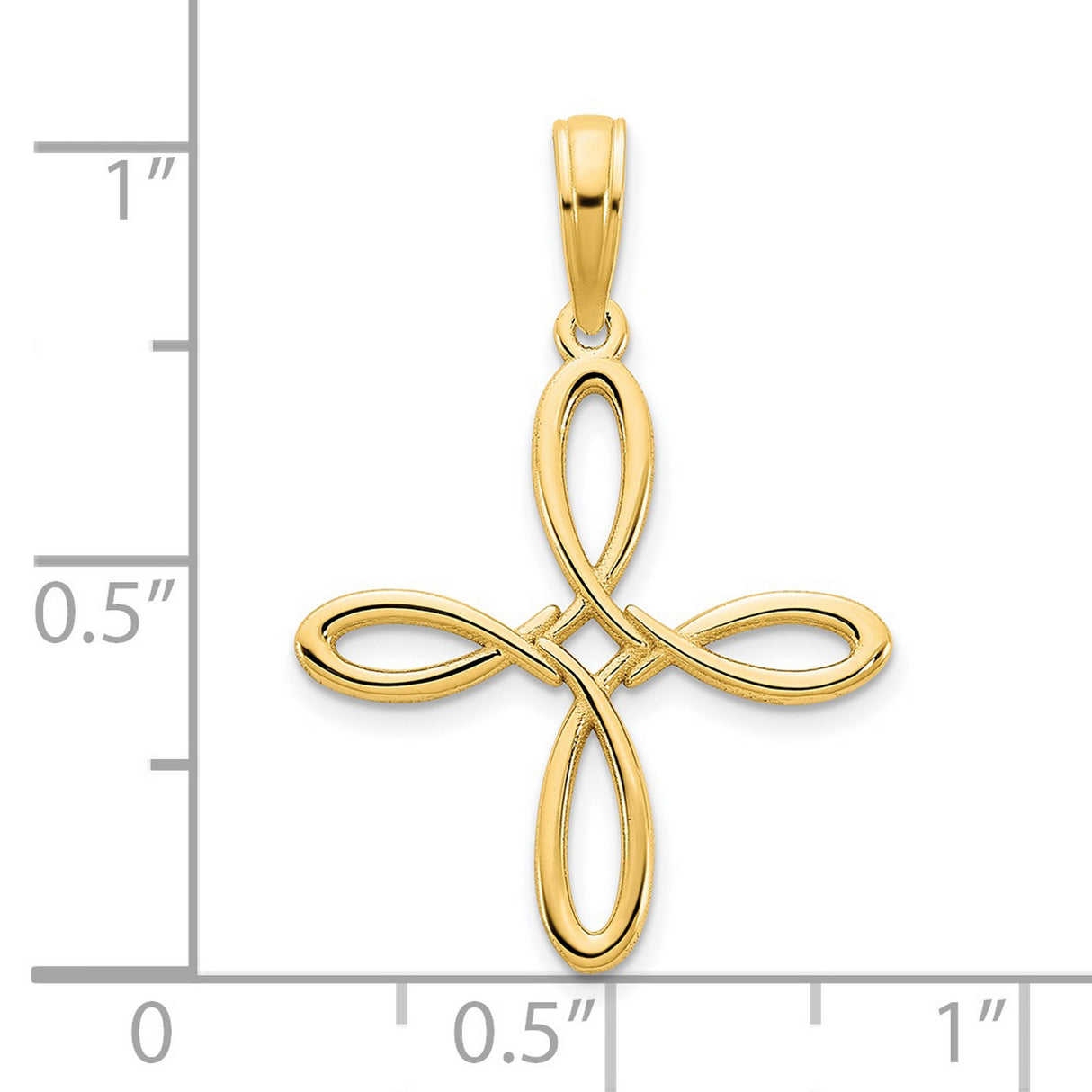 14k Yellow Gold Cross Pendant with Infinity Loop and Teardrop Design for Men and Women