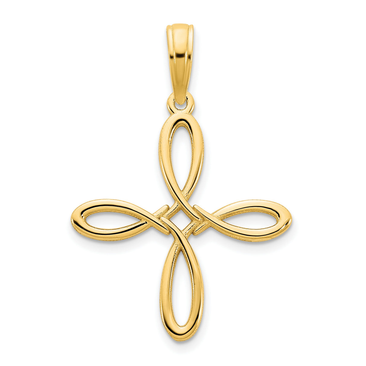 14k Yellow Gold Cross Pendant with Infinity Loop and Teardrop Design for Men and Women