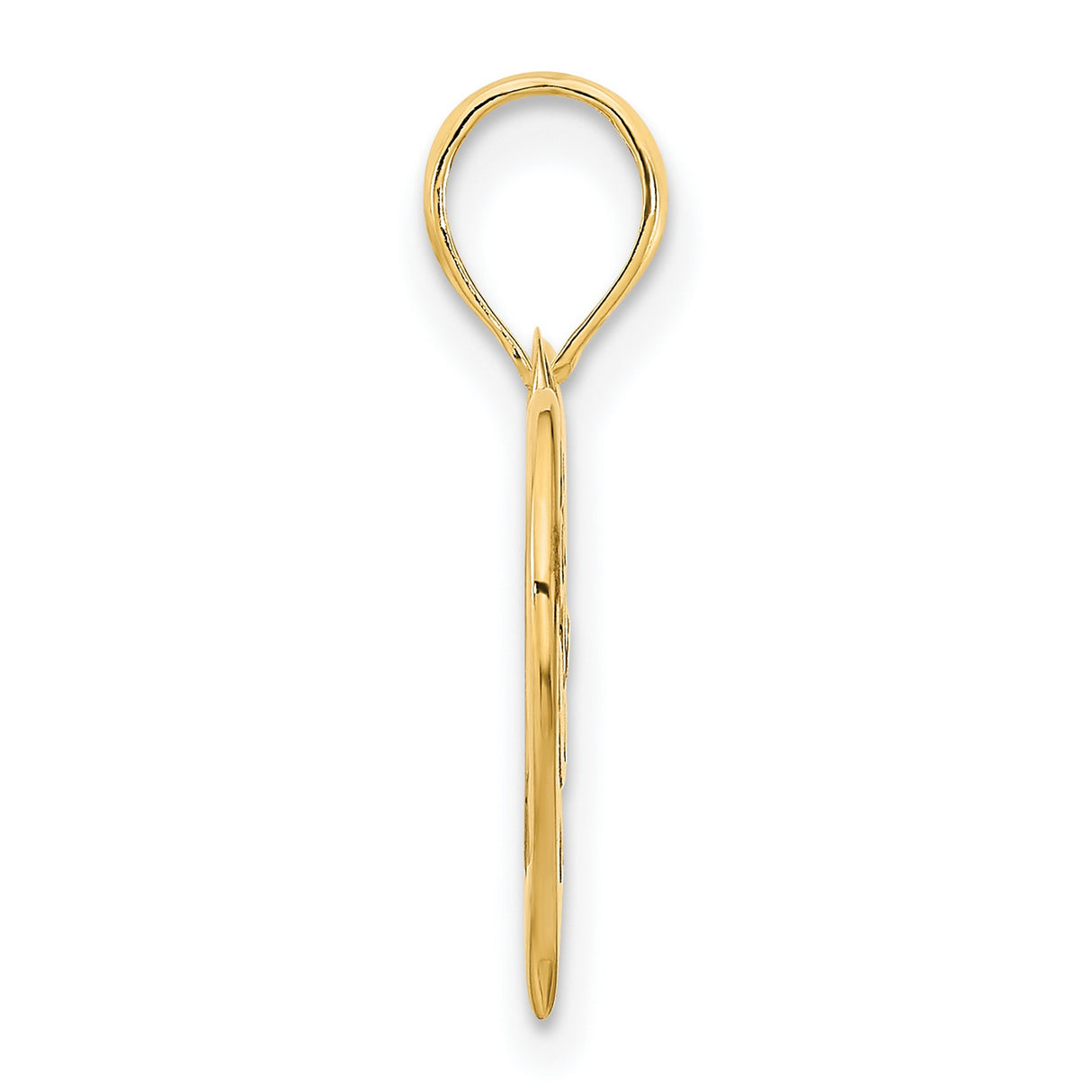 14k Yellow Gold Mom Pendant with Script Lettering and Open Heart Design