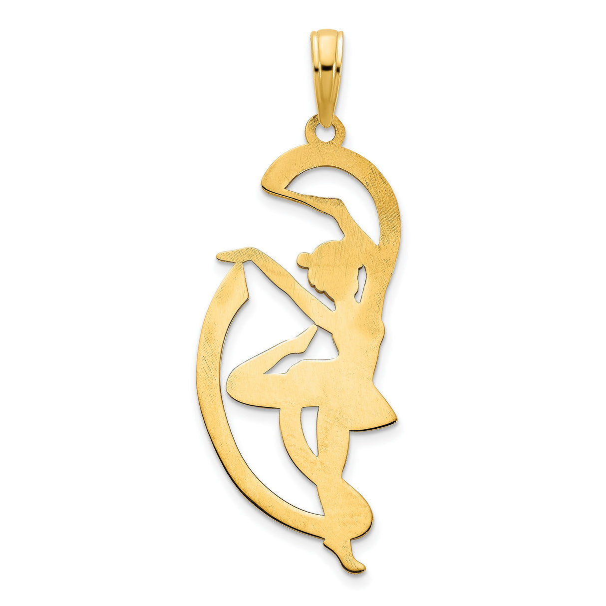 14k Yellow Gold Ballerina Pendant, Graceful Ballet Dancer Silhouette Charm