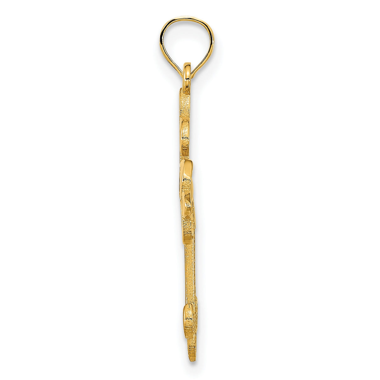 14k Yellow Gold Cross Pendant with Fleur-Inspired Design, Classic Christian Symbol