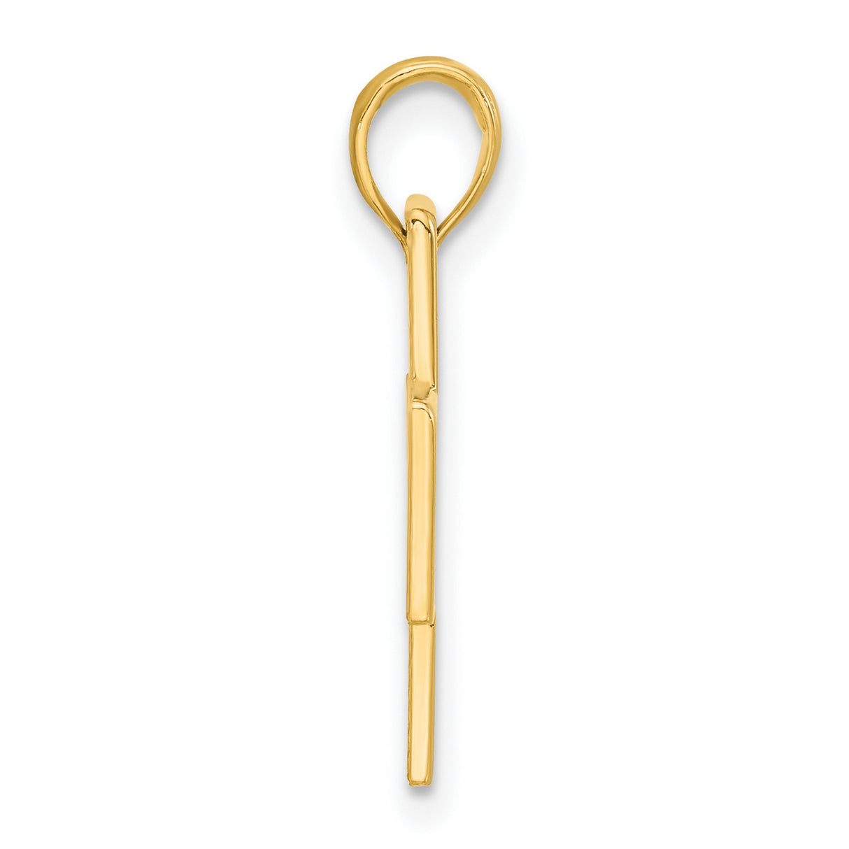 14k Yellow Gold Cross Pendant with Beveled Edge and Mirror Finish, Unisex Religious Charm