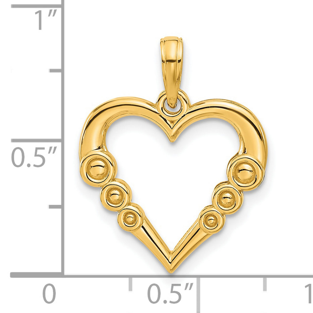 14k Yellow Gold Heart Pendant with Open Design and Swirl Accents for Women