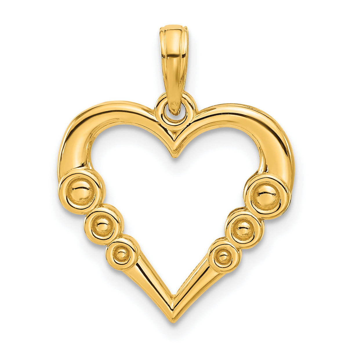 14k Yellow Gold Heart Pendant with Open Design and Swirl Accents for Women