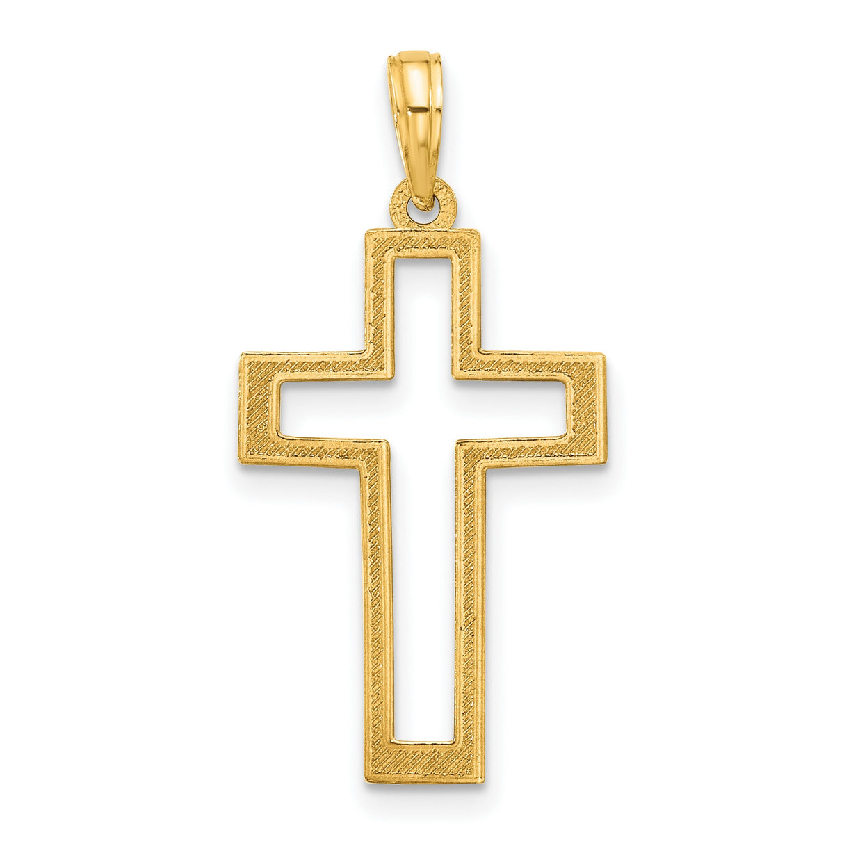 14k Yellow Gold Cross Pendant with Polished Open Design and Clean Lines for Men and Women