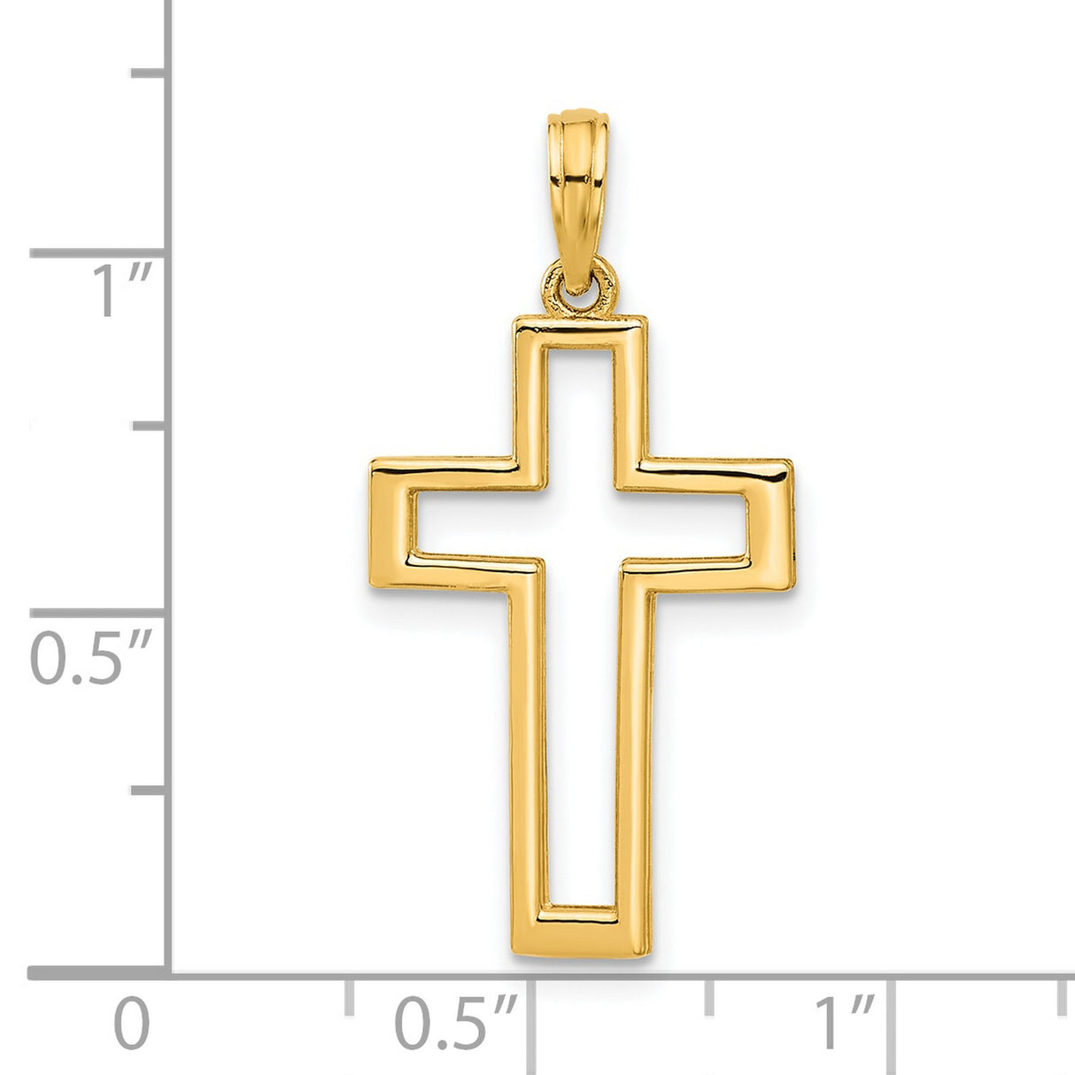 14k Yellow Gold Cross Pendant with Polished Open Design and Clean Lines for Men and Women