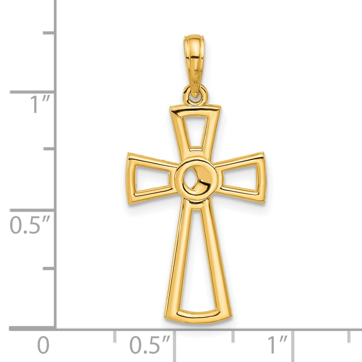 14k Yellow Gold Ankh Cross Pendant, Polished Religious Amulet for Men and Women