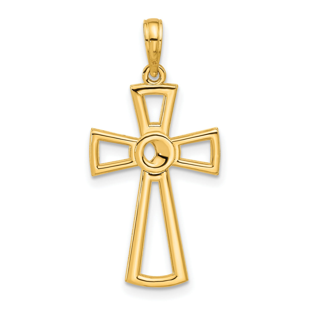 14k Yellow Gold Ankh Cross Pendant, Polished Religious Amulet for Men and Women