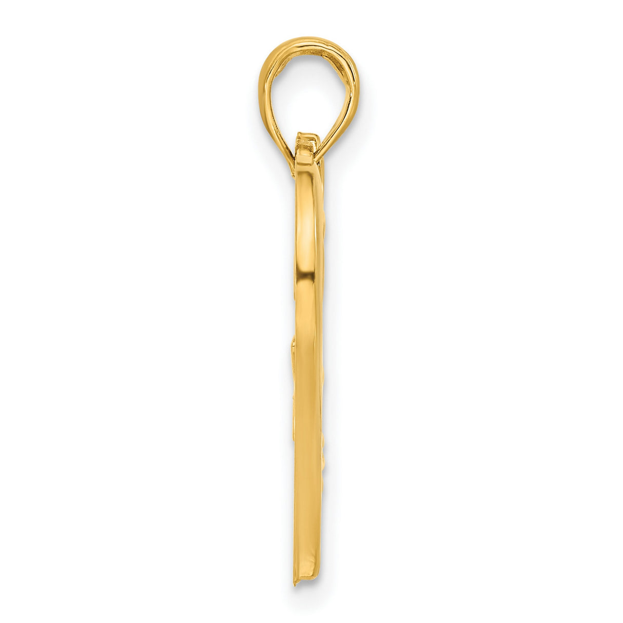 14k Yellow Gold Heart Pendant with Floral Details and Open Heart Design for Women