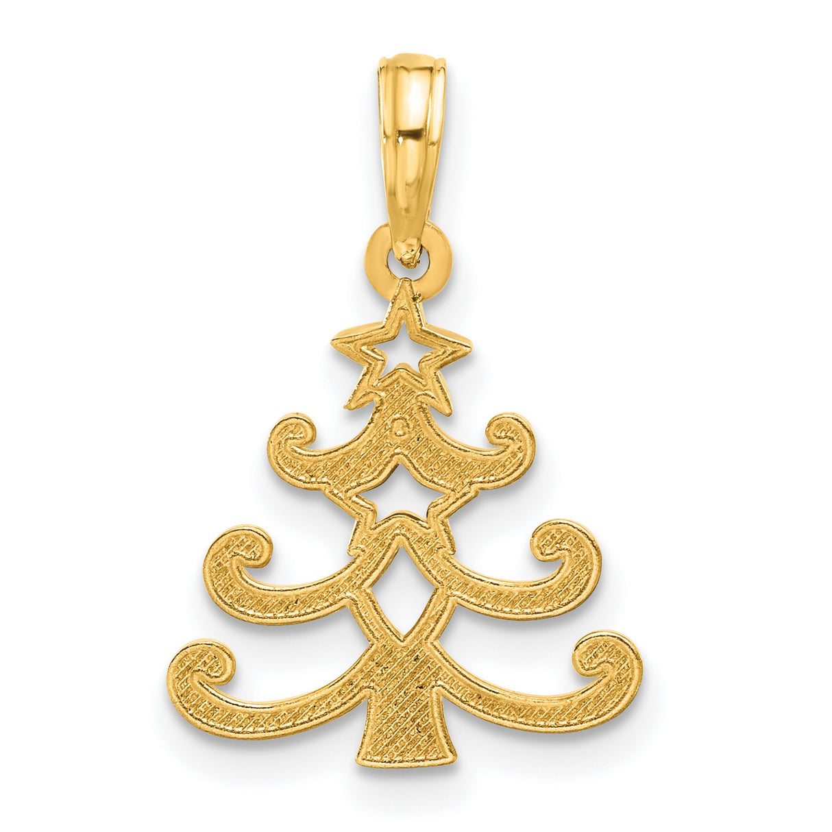 Polished Christmas Tree Charm Pendant in Real 14k Yellow Gold