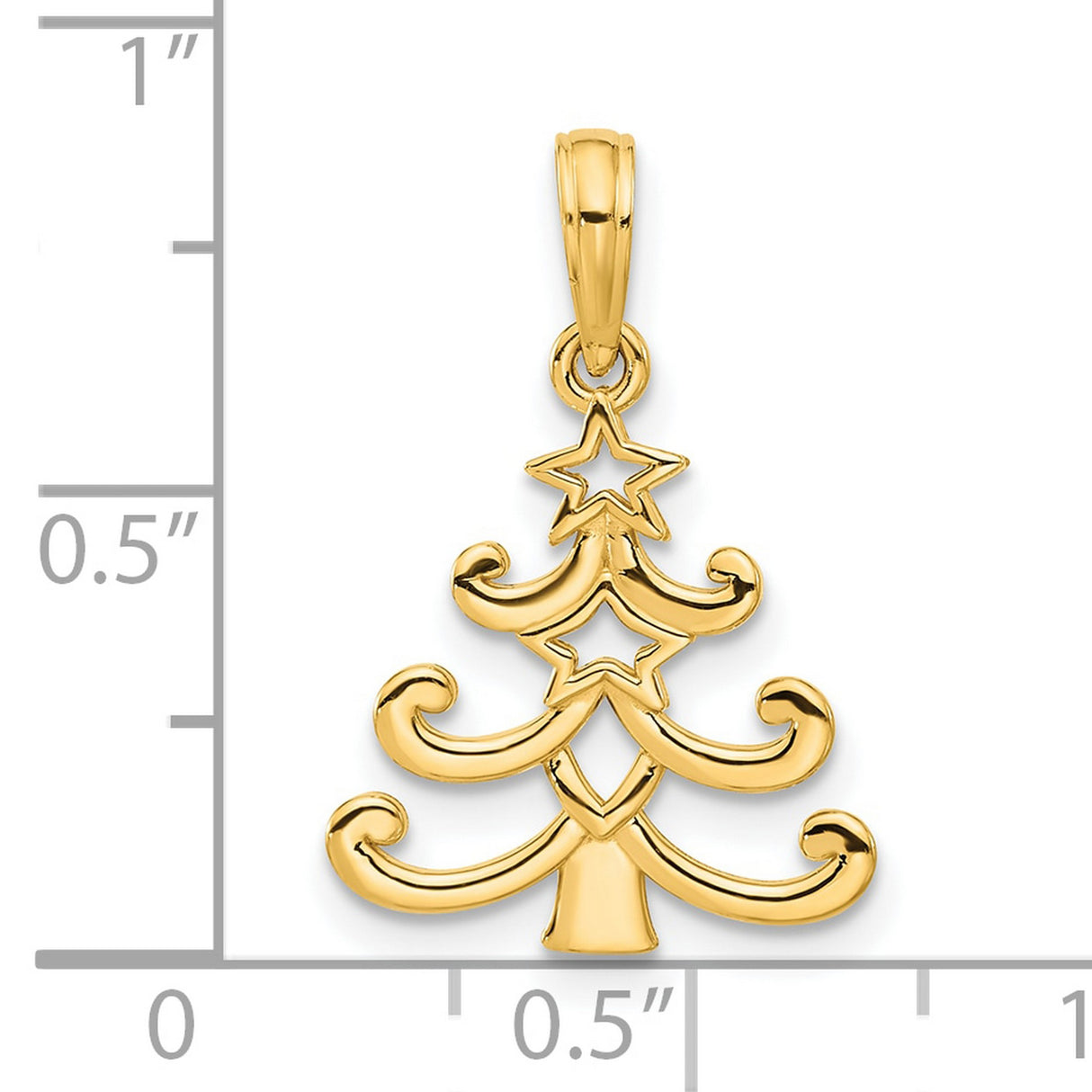 Polished Christmas Tree Charm Pendant in Real 14k Yellow Gold