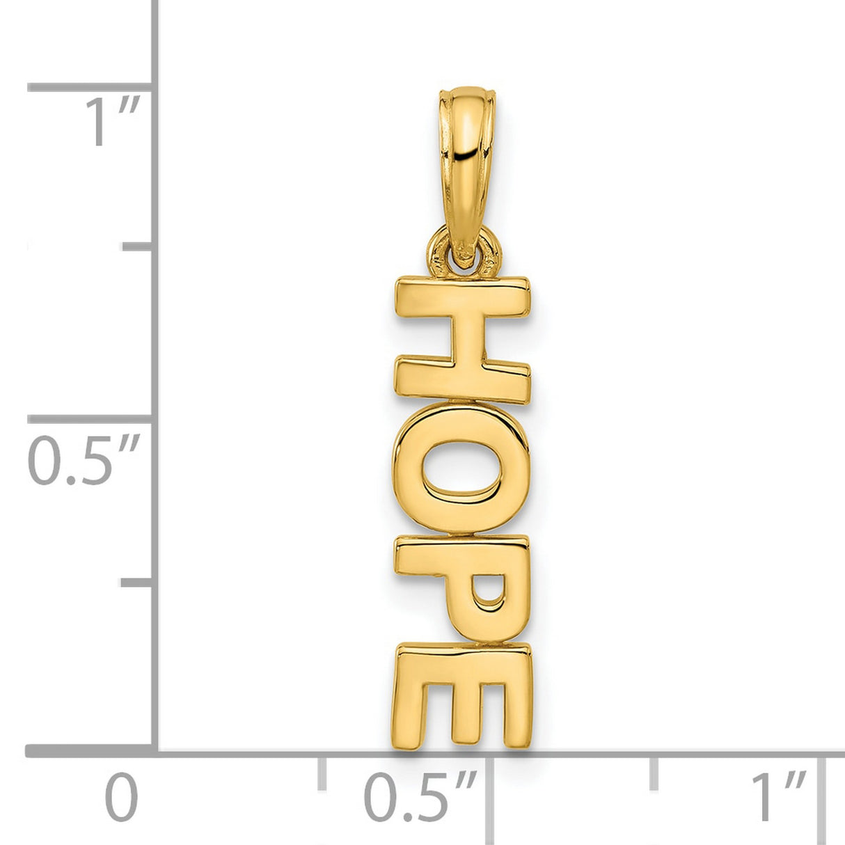 14k Yellow Gold Hope Pendant, Bold Block Letter Design, Spiritual Symbol for Strength and Faith