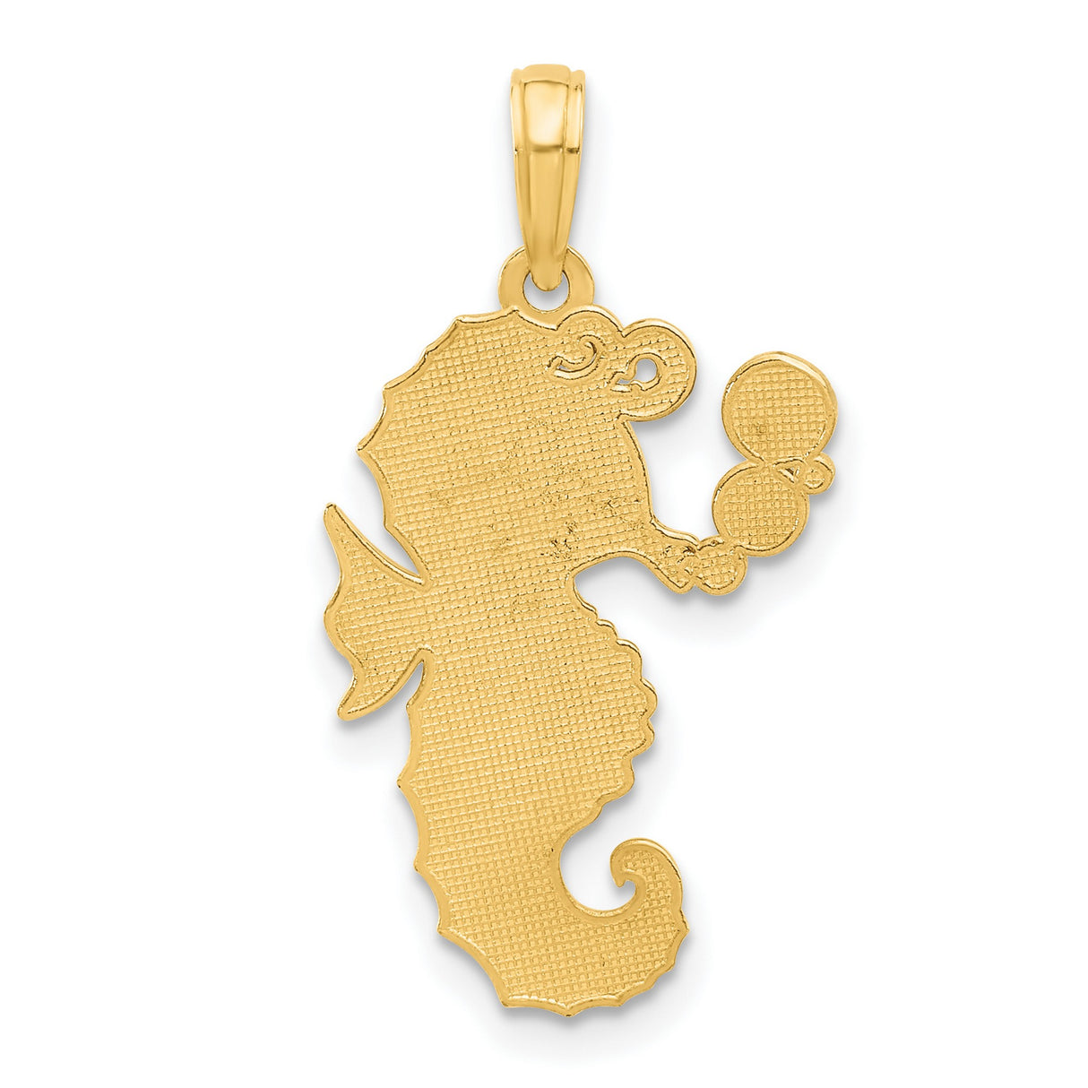14k Yellow Gold Seahorse Pendant with Bubble Accents, Nautical Marine Animal Design