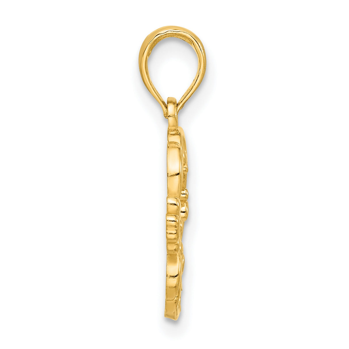 14k Yellow Gold Pendant, Openwork Floral Wreath with Bird Detail, Nature-Inspired Charm