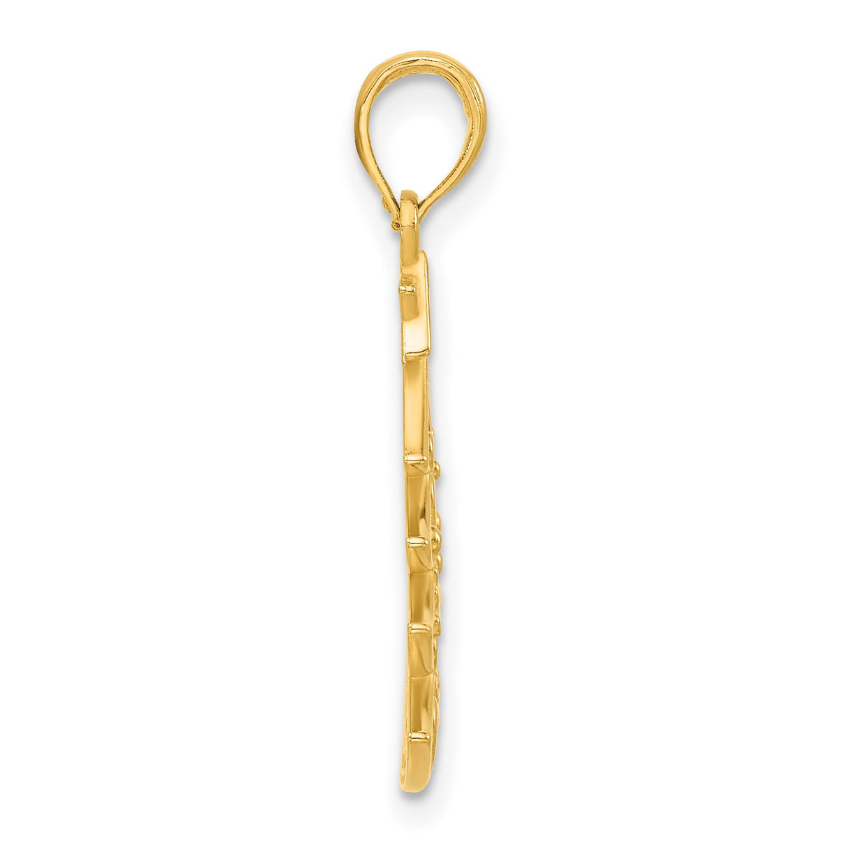 14k Yellow Gold Christmas Tree Pendant with Holly Leaves and Star Topper