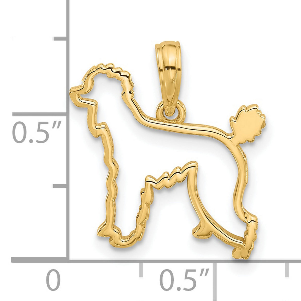 14k Yellow Gold Poodle Outline Pendant, Dog Silhouette Charm, Pet Memorial Jewelry