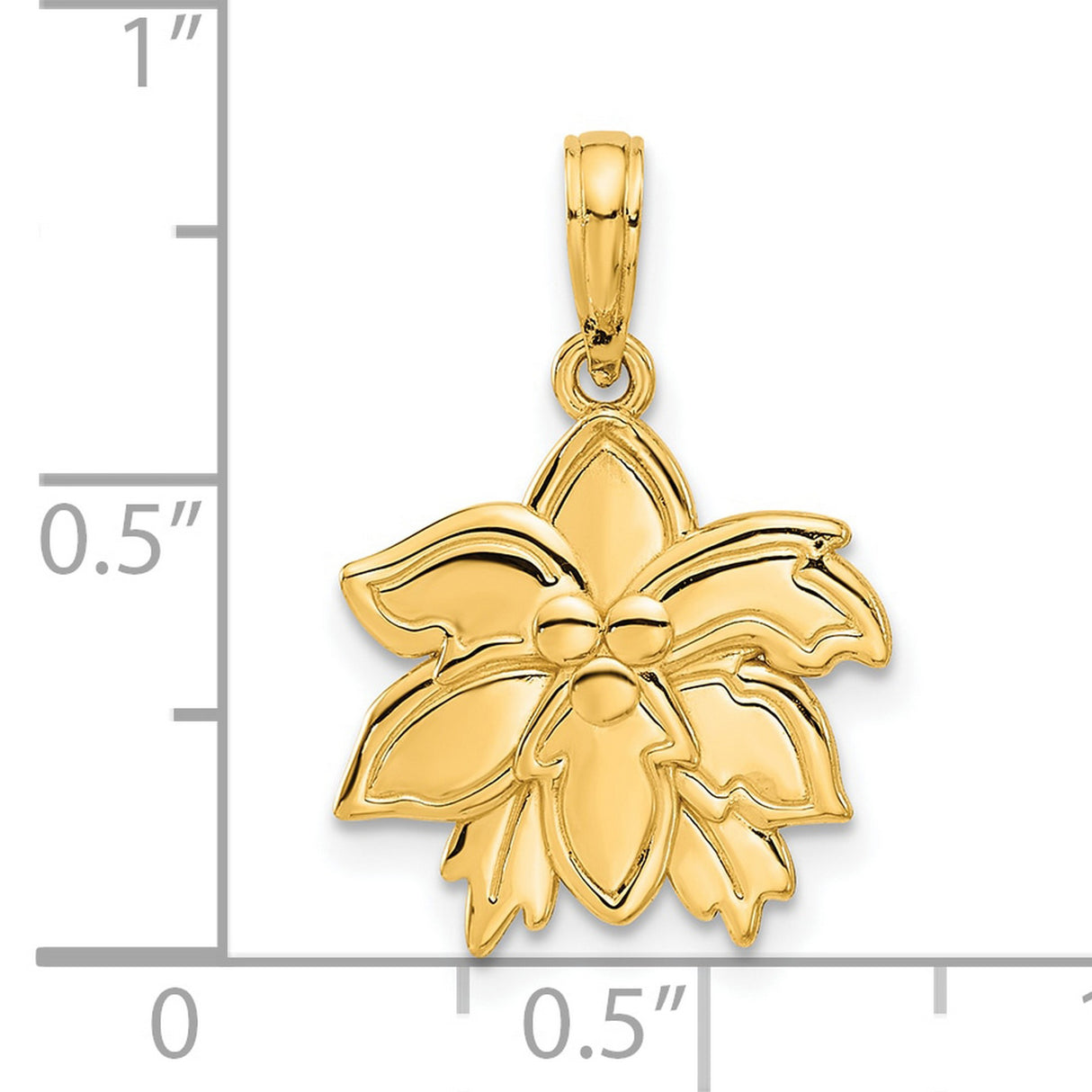 14k Yellow Gold Pendant with Poinsettia Flower Design, Nature-Inspired Floral Charm for Women