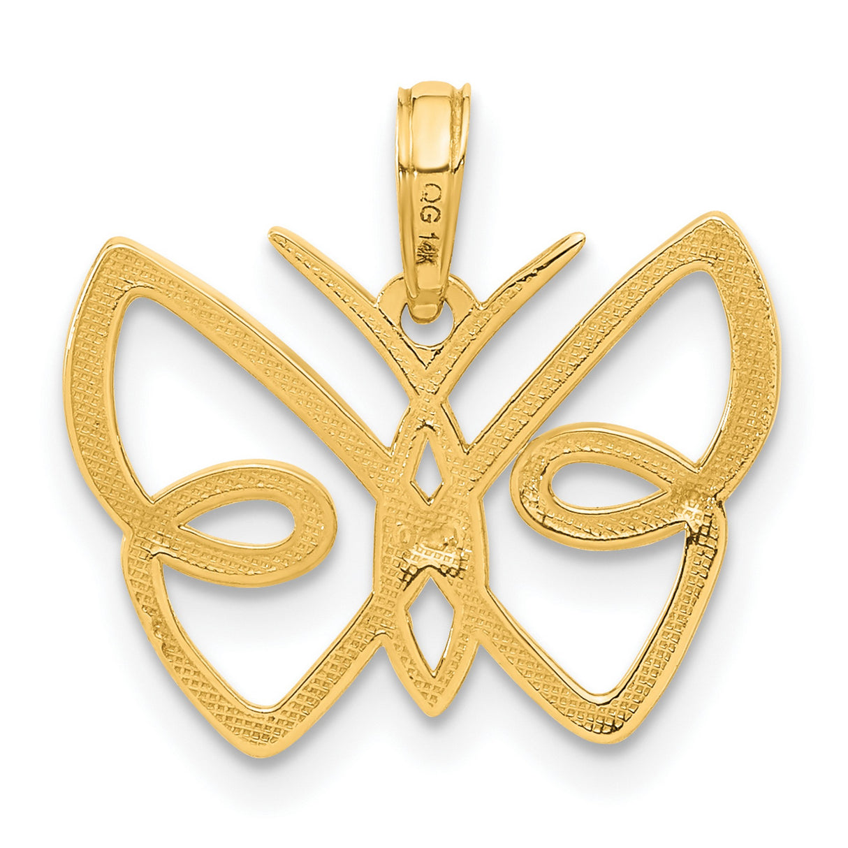 14k Yellow Gold Butterfly Pendant with Openwork Celtic Knot Design for Women