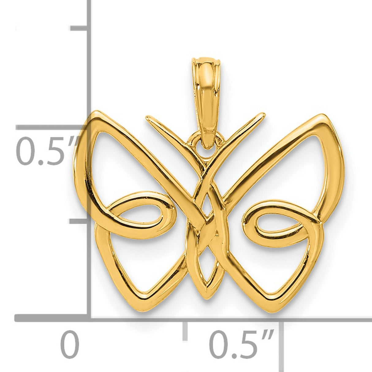 14k Yellow Gold Butterfly Pendant with Openwork Celtic Knot Design for Women