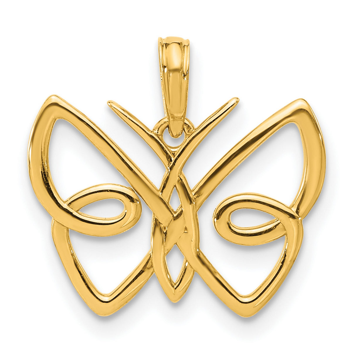 14k Yellow Gold Butterfly Pendant with Openwork Celtic Knot Design for Women