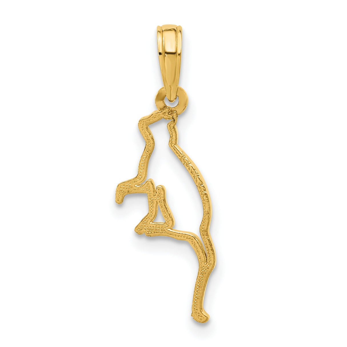 Polished Cat Sitting Charm Pendant in Real 14k Yellow Gold