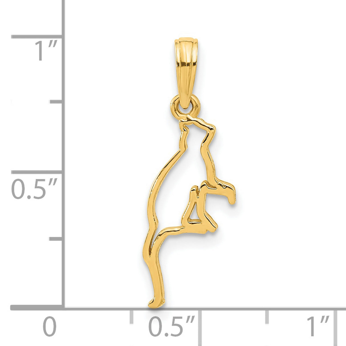 Polished Cat Sitting Charm Pendant in Real 14k Yellow Gold