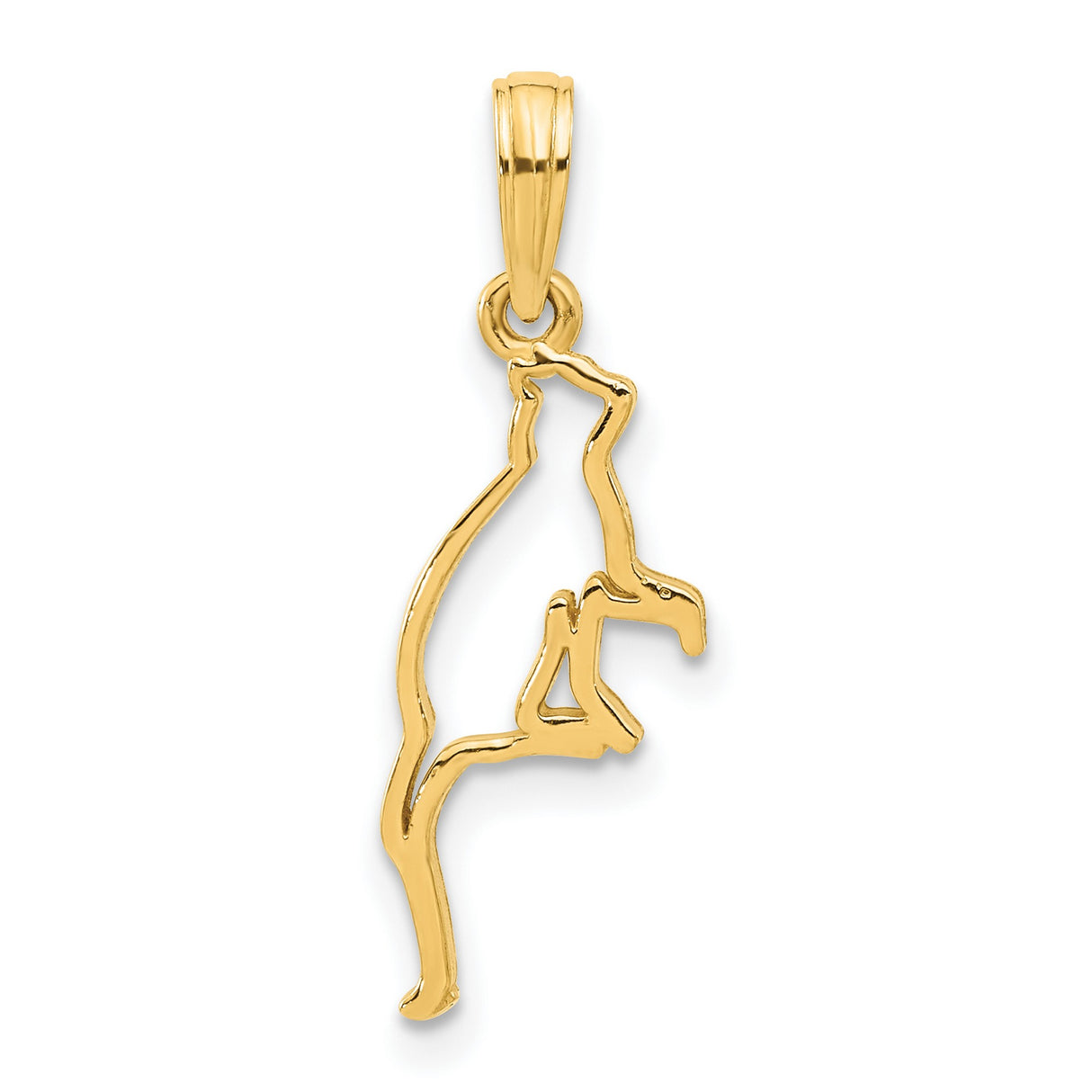 Polished Cat Sitting Charm Pendant in Real 14k Yellow Gold