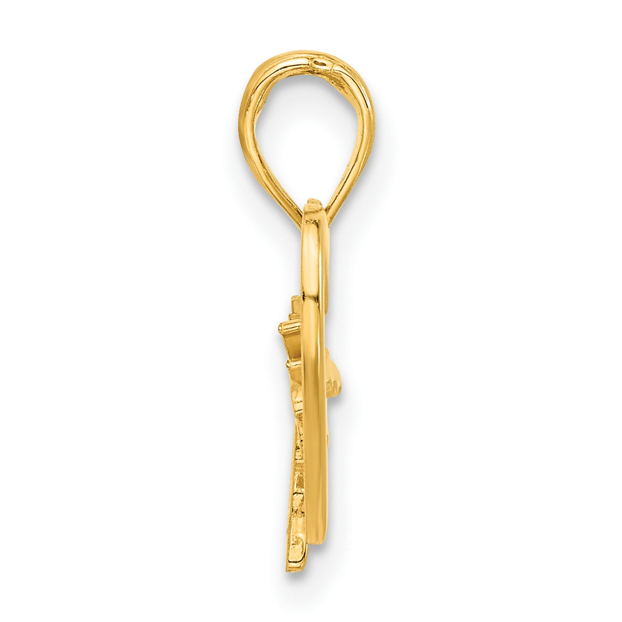 14k Yellow Gold Heart Pendant with Palm Tree Design, Tropical Island Style for Women