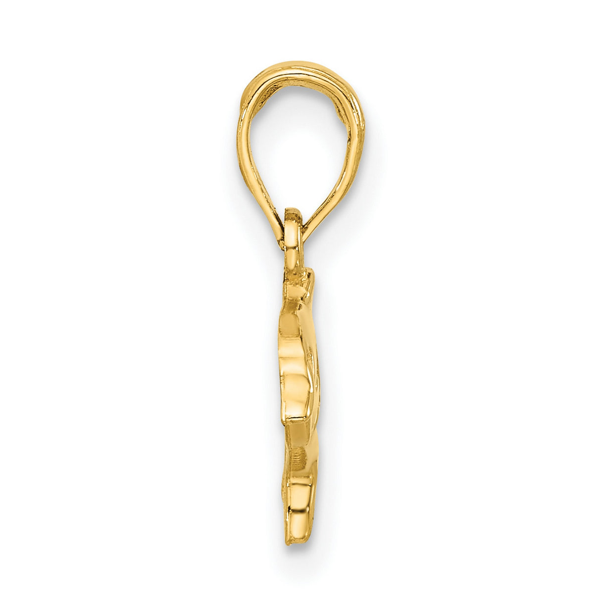 14k Yellow Gold Dolphin Pendant with Heart Cutout, Ocean-Inspired Nautical Charm