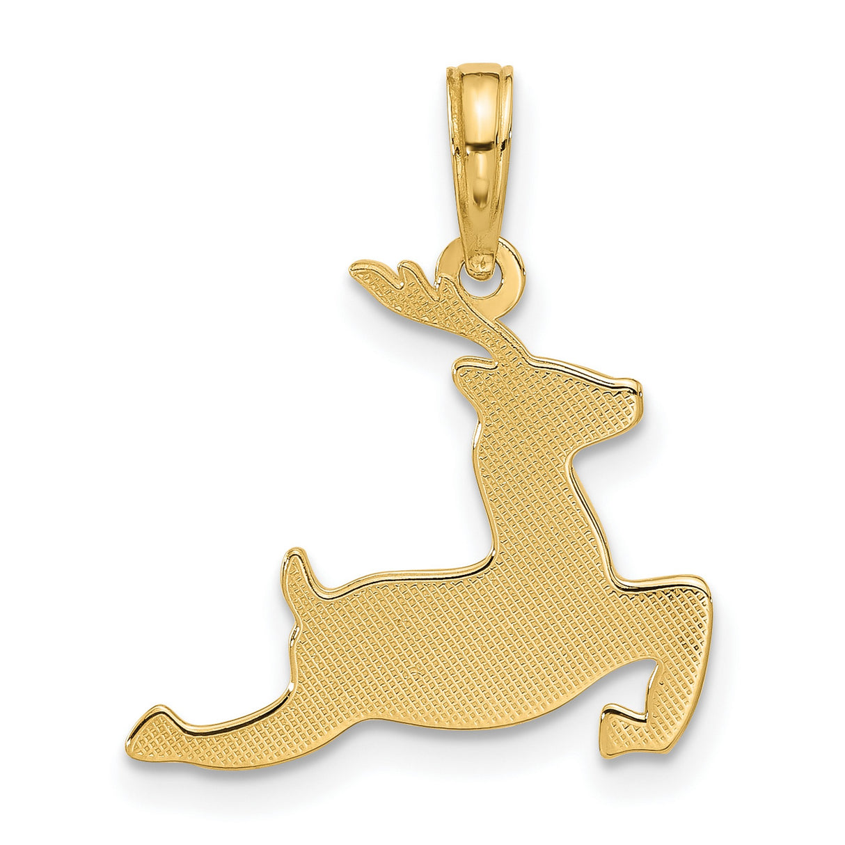 14k Yellow Gold Pendant with Leaping Reindeer Design, Christmas Holiday Theme Jewelry for Women