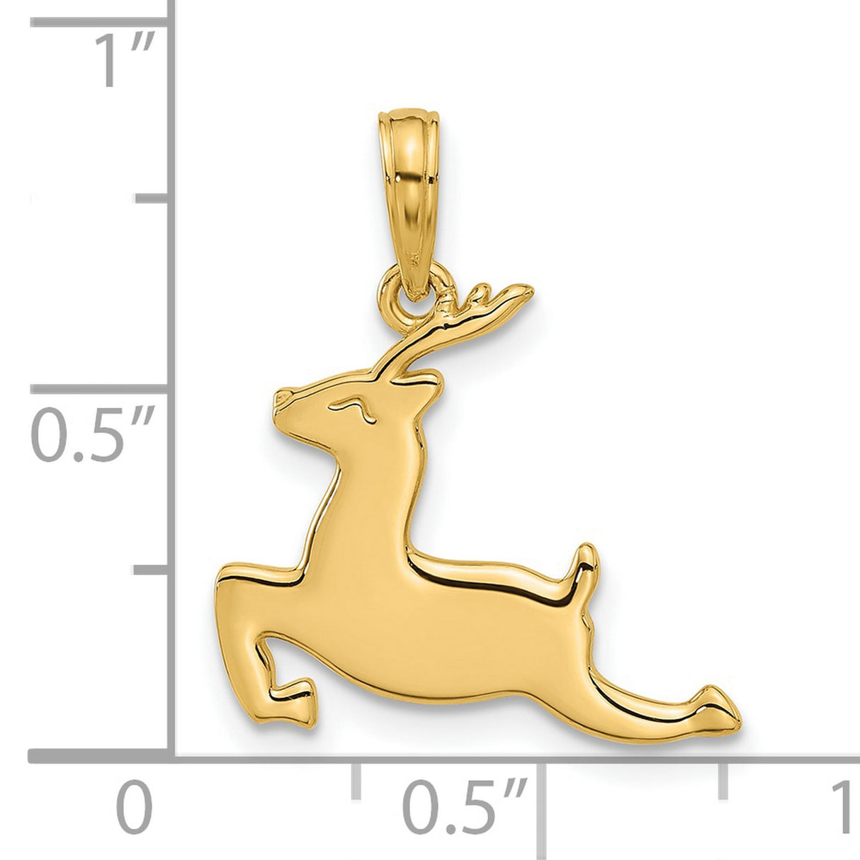 14k Yellow Gold Pendant with Leaping Reindeer Design, Christmas Holiday Theme Jewelry for Women