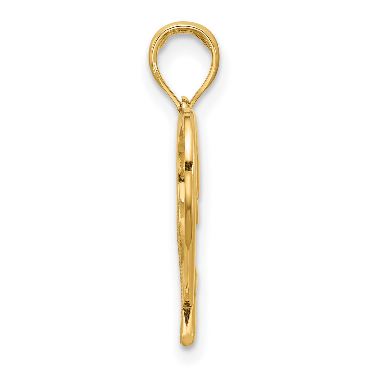 14k Yellow Gold Heart Pendant with Open Heart and Ribbon Design