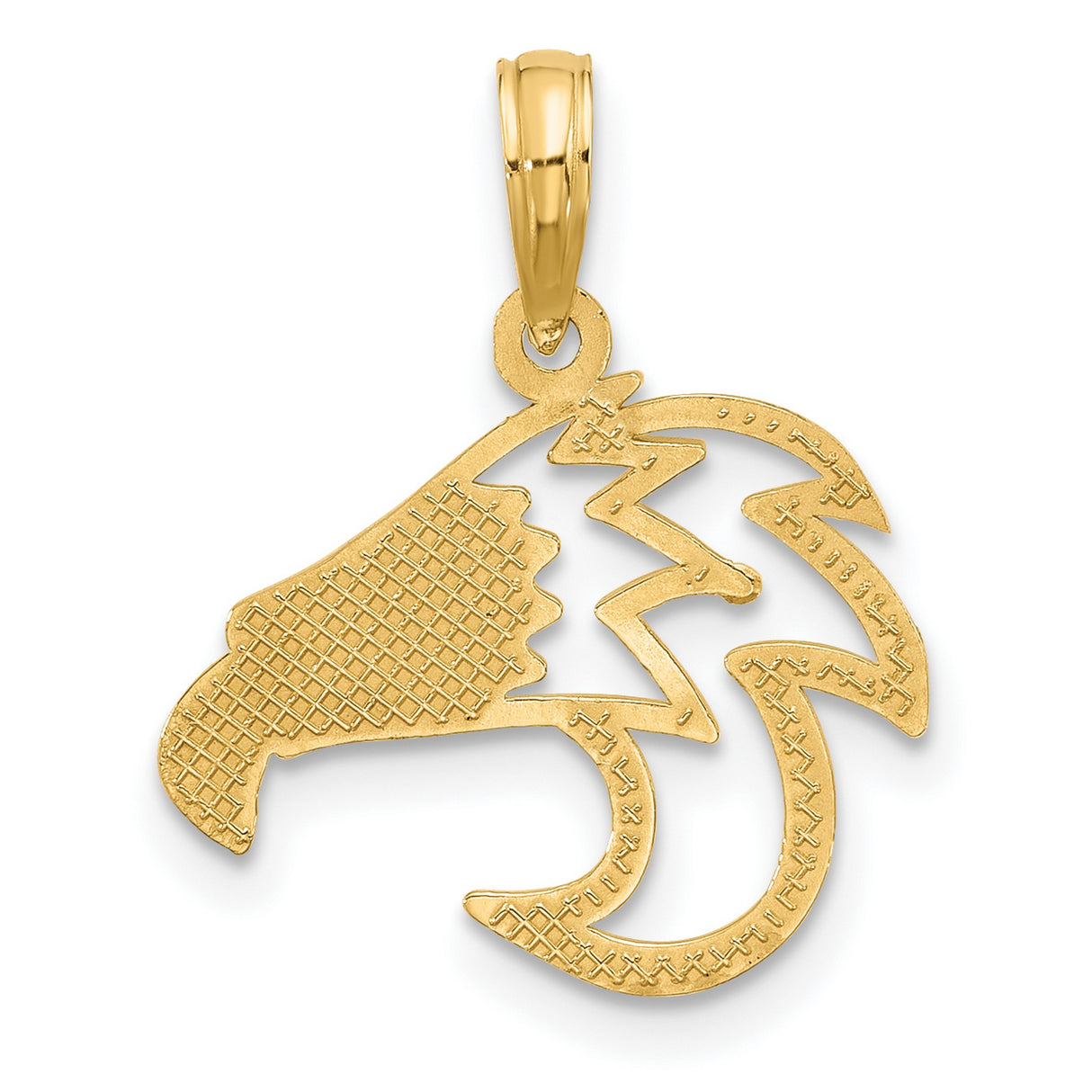 Fancy Eagle Charm Pendant in Real 14k Yellow Gold