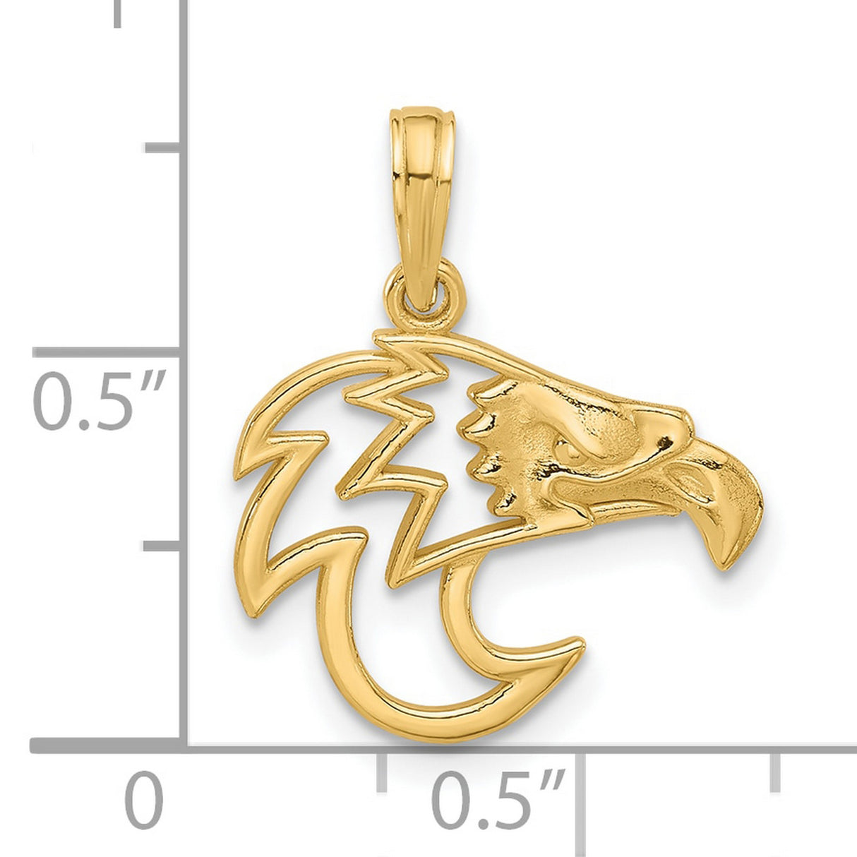Fancy Eagle Charm Pendant in Real 14k Yellow Gold