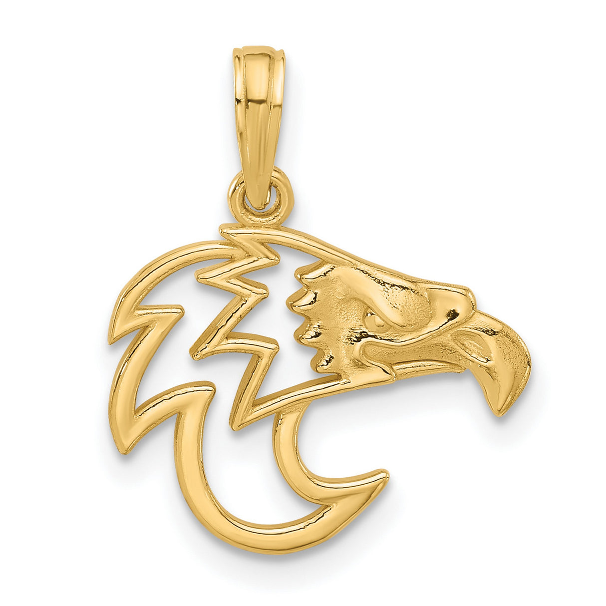 Fancy Eagle Charm Pendant in Real 14k Yellow Gold