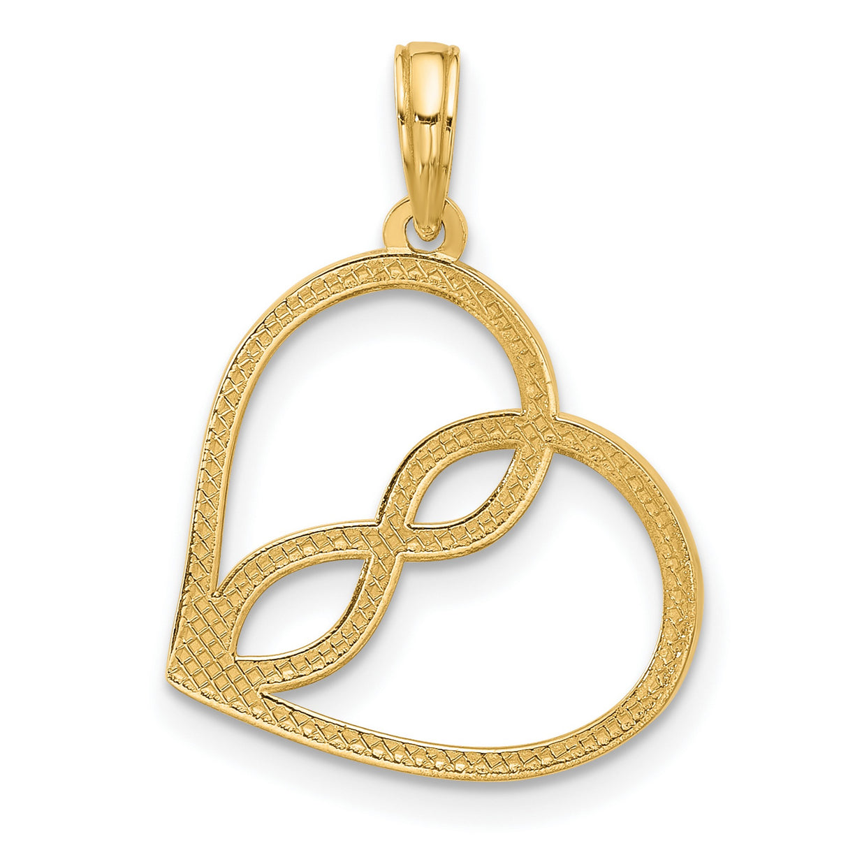 14k Yellow Gold Heart Infinity Pendant with Open Heart and Unity Symbol for Women