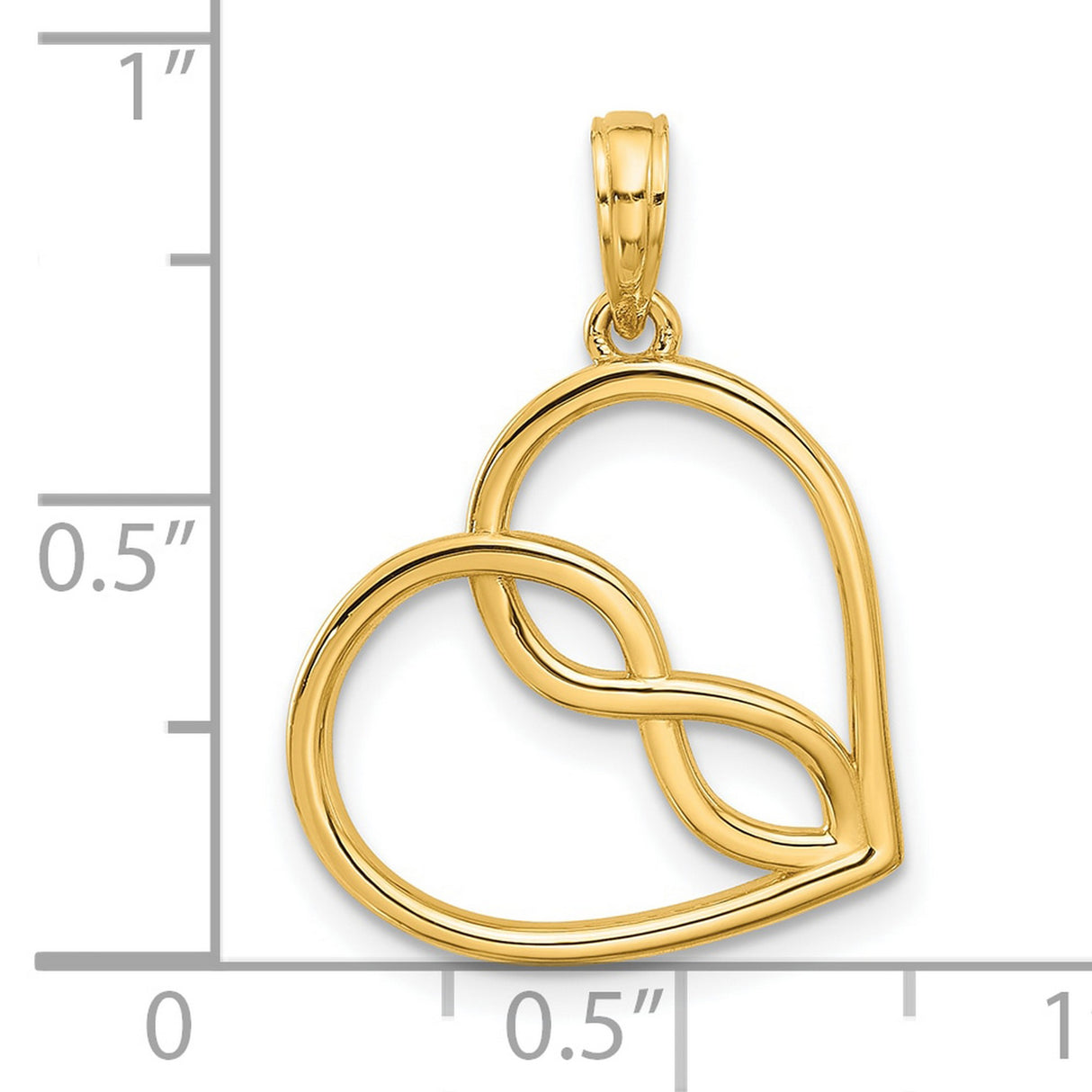 14k Yellow Gold Heart Infinity Pendant with Open Heart and Unity Symbol for Women