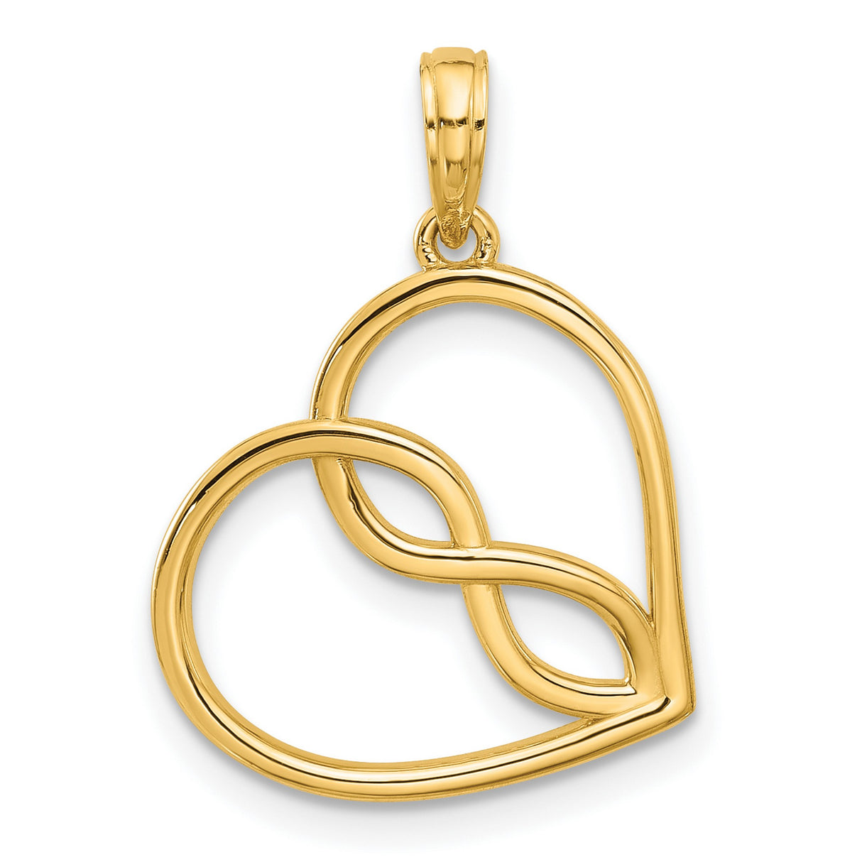 14k Yellow Gold Heart Infinity Pendant with Open Heart and Unity Symbol for Women